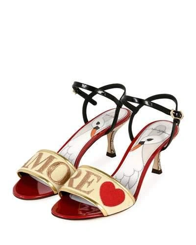 Dolce & Gabbana Amore Leather And Snakeskin Sandals In Multicolor