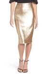 Eliza J Paillette Pencil Skirt In Gold