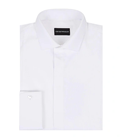Emporio Armani Stripe Bib Cotton Shirt In White
