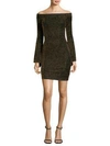 BCBGMAXAZRIA Metallic Stripe Off-the-Shoulder Mini Dress