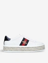 GUCCI WOMENS WHITE WOMEN'S NEW ACE CRYSTAL BEE-EMBROIDERED LEATHER TRAINERS 4,783-10004-1513710019