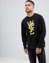 WESC WESC OVERLAY CREWNECK SWEATSHIRT - BLACK,OVERLAY CREWNECK