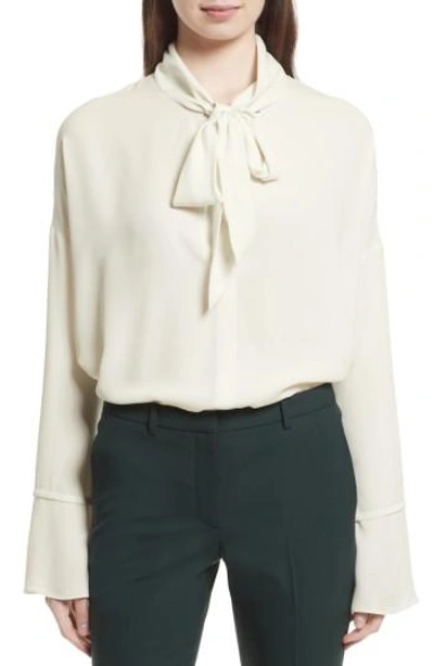 Theory Classic Georgette Scarf Shirt Blouse In Ivory