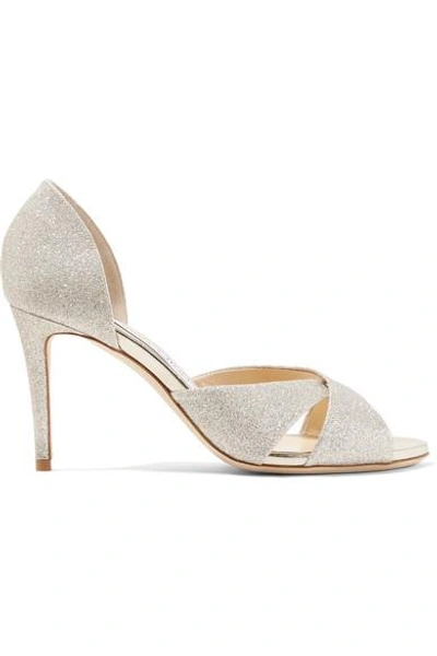 Jimmy Choo Women's Lara 85 Glitter D'orsay High-heel Sandals In Platinum