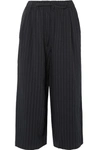 VINCE CROPPED PINSTRIPED TWILL WIDE-LEG PANTS