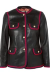 GUCCI Grosgrain-trimmed leather jacket