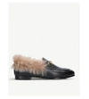 Gucci Jordaan Horsebit-detailed Shearling-lined Leather Loafers In Natural