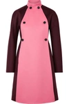 VALENTINO TWO-TONE DOUBLE-BREASTED WOOL AND CASHMERE-BLEND FELT COAT