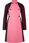 Valentino Two-tone Double-breasted Wool And Cashmere-blend Felt Coat In Merlot