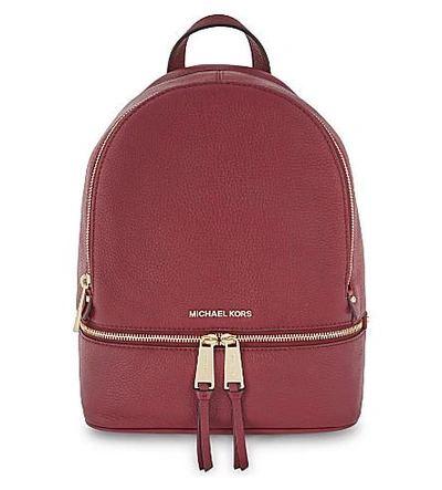 Michael Michael Kors Rhea Medium Leather Backpack In Mulberry