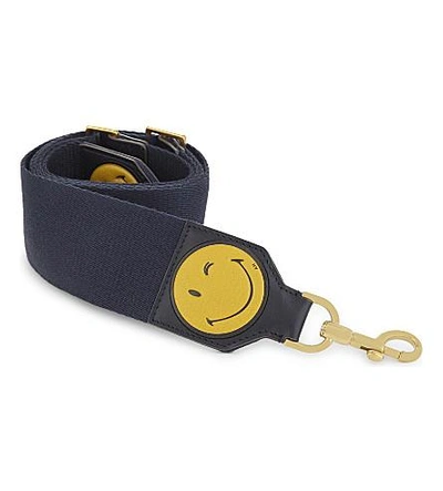 Anya Hindmarch Build-a-bag Leather Bag Strap In Ink Nastro