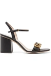 Gucci Black Gg Marmont Heeled Sandals In Black