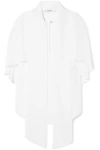 GIVENCHY PUSSY-BOW CAPE-EFFECT SILK-GEORGETTE BLOUSE