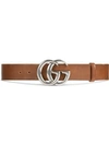Gucci Leather Belt With Double G Buckle In Brown