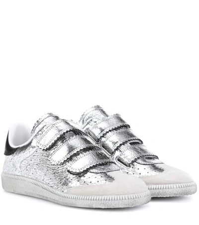 Isabel Marant Beth Basket Silver Leather Trainers