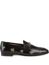 Gucci Jordaan Embroidered Leather Loafers In Black