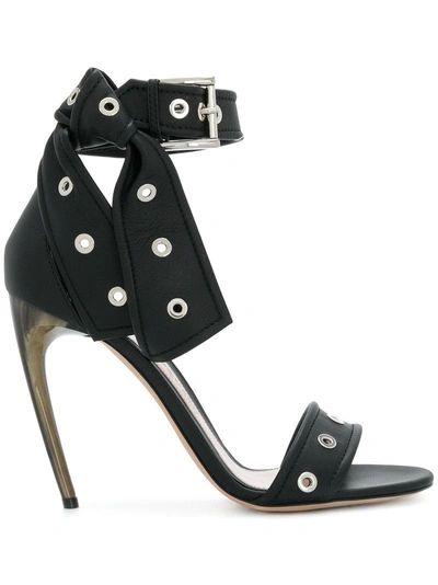 Alexander Mcqueen Studded Leather Ankle-tie Sandals In Black