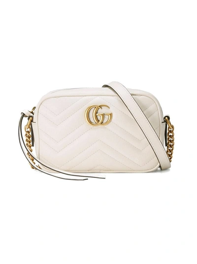 Gucci Gg Marmont Mini Quilted-leather Cross-body Bag In White