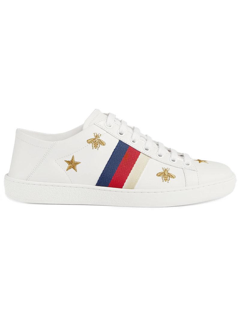 gucci ace bee embroidered
