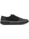 Prada Black Leather And Canvas Sneakers