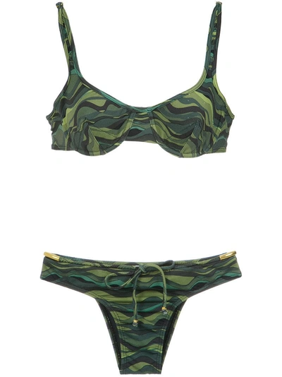 Amir Slama Drawstring Bikini Set In Green