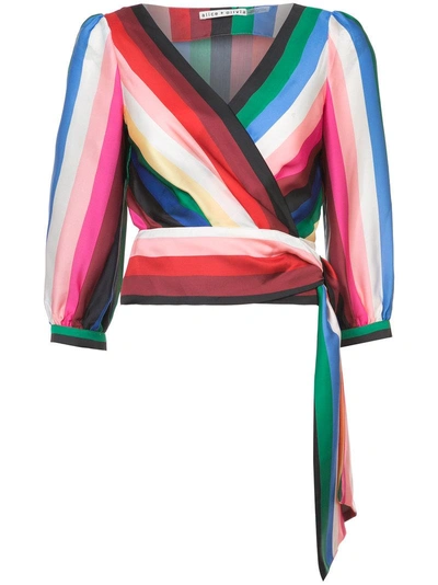 Alice And Olivia Dyanna Wrap Front Blouson Top In Multicoloured