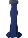 MARCHESA FLARED FITTED MAXI DRESS,M2082912519966