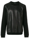 BLK DNM CONTRAST SLEEVE SWEATSHIRT,LEATHERSWEATSHIRT2012523098