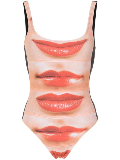 Amir Slama Lips Print Swimsuit In Multicolour