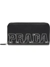 PRADA PRADA LOGO PLAQUE CONTINENTAL WALLET - BLACK,2ML3172EC412542947