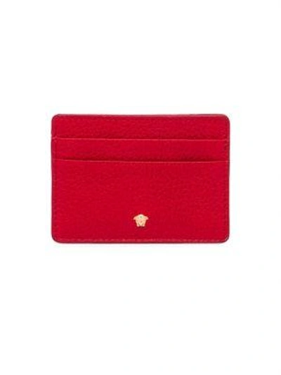 Versace Medusa Leather Card Case In Red