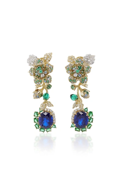 Anabela Chan Aquamarine Rose Earrings In Blue