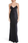 Nili Lotan Silk Camisole Gown In Dark Navy