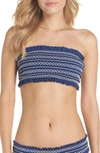 Tory Burch Costa Smocked Bandeau Bikini Top In Capri Blue