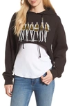 Junk Food X Donald Robertson Stripe Dresses High/low Hoodie In Black