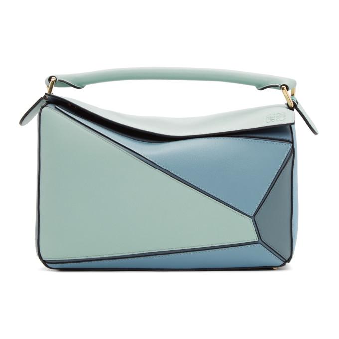 Loewe Mini Puzzle Calfskin Leather Crossbody Bag - Blue In 6235 Aqua ...