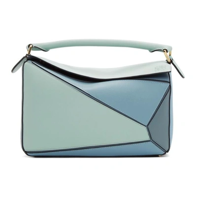 Loewe Mini Puzzle Calfskin Leather Crossbody Bag - Blue In 6235 Aqua