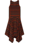 DKNY Striped Silk Crepe De Chine Midi Dress