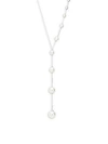 MAJORICA White Simulated Organic Man-Made Pearl Y-Drop Illusion Necklace,0400096950148