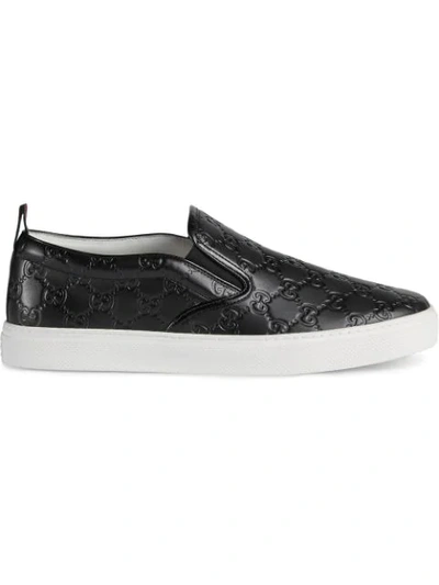 Gucci Dublin Gg Leather Skate Shoes In Nero/vrv