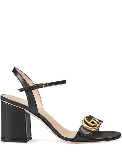 Gucci Black Gg Marmont Heeled Sandals