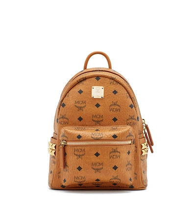 Mcm Mini Stark Side Stud Coated Canvas Backpack - Brown In Cognac