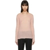 SAINT LAURENT Pink Mohair V-Neck Sweater,459796 YA2HQ