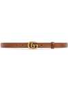 Gucci Leather Belt With Double G Buckle In Brown