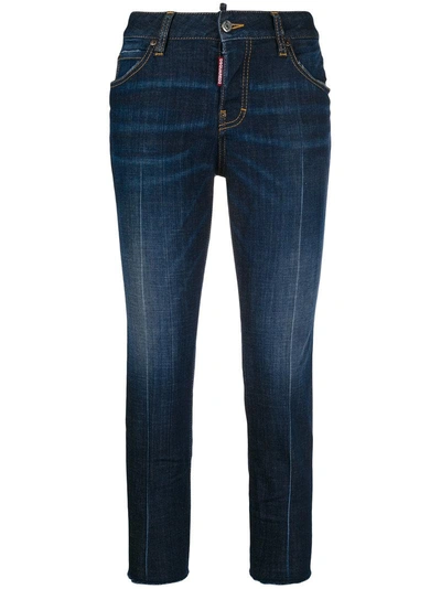 Dsquared2 Cool Girl Cropped Cotton Denim Jeans In Blue