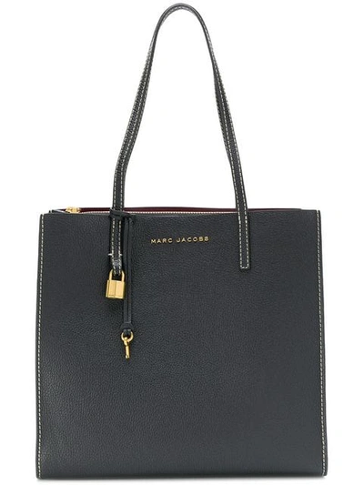 Marc Jacobs The Grind East/west Leather Shopper - Black In Black/silver