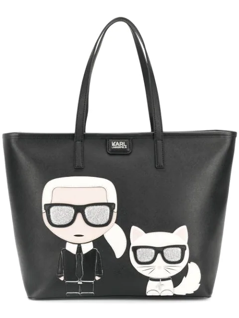Karl Lagerfeld K/ikonik Faux Leather Tote Bag In Black | ModeSens