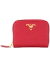 Prada Logo Plaque Zip Around Wallet