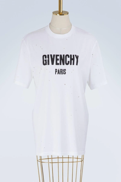 Givenchy Oversized Distressed Printed Cotton-jersey T-shirt In White