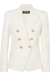 Balmain Double-breasted Wool-twill Blazer In Ivory